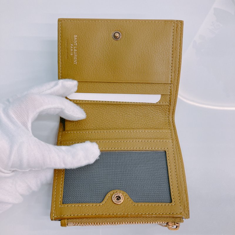 MS0358 Saint Laurent YSL 聖羅蘭 拉鏈錢包 卡片包 卡其綠 Card Wallet with Zipper Kahki Green x GHW-6