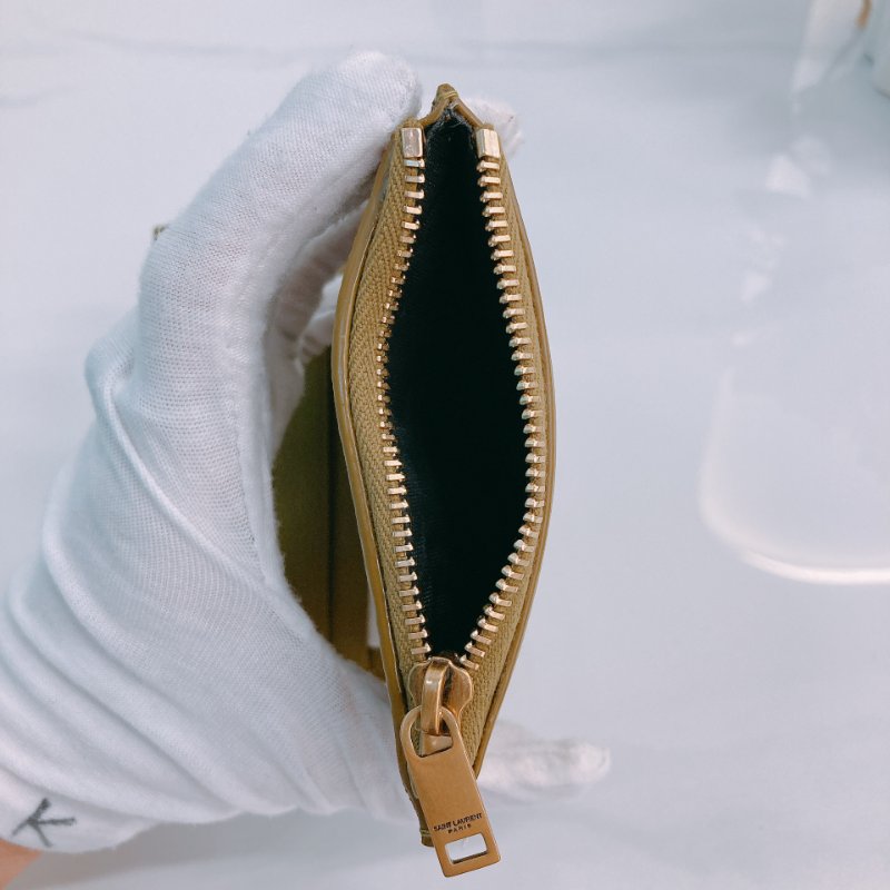 MS0358 Saint Laurent YSL 聖羅蘭 拉鏈錢包 卡片包 卡其綠 Card Wallet with Zipper Kahki Green x GHW-9