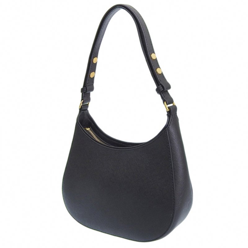 【TORY BURCH】簡約皮革雙T-LOGO肩背包-黑色-1