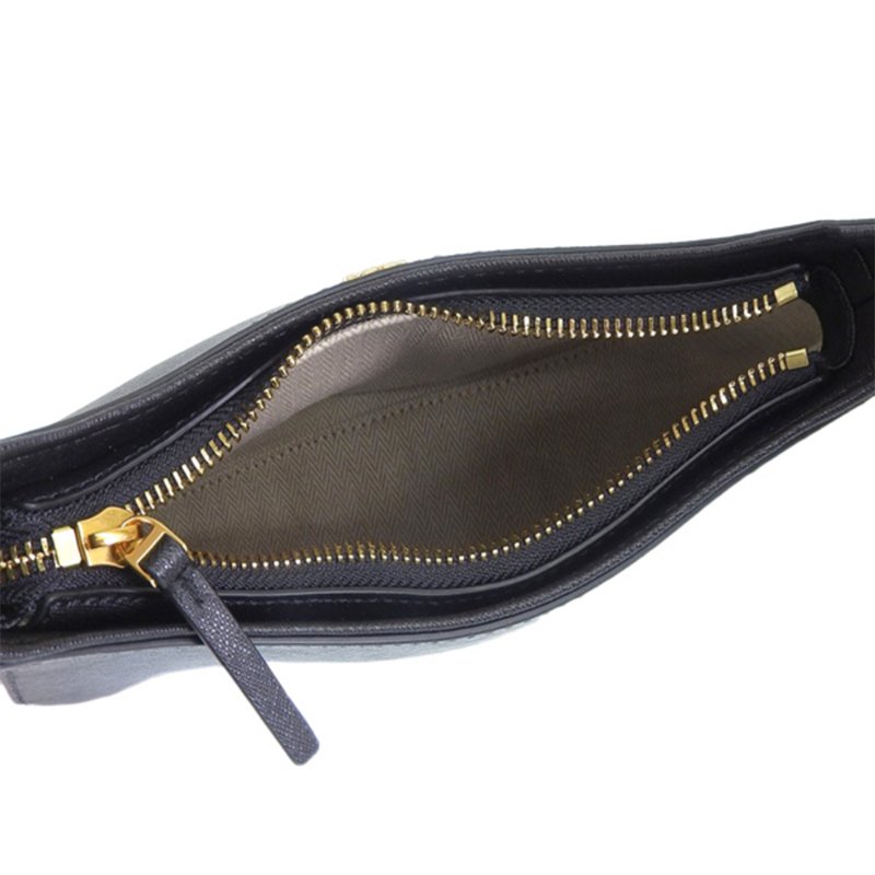 【TORY BURCH】簡約皮革雙T-LOGO肩背包-黑色-3