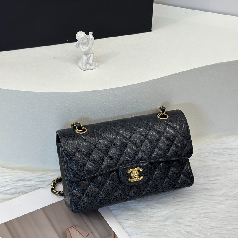 CHANEL 經典口蓋包 CF23 - 粒面牛皮黑金-0