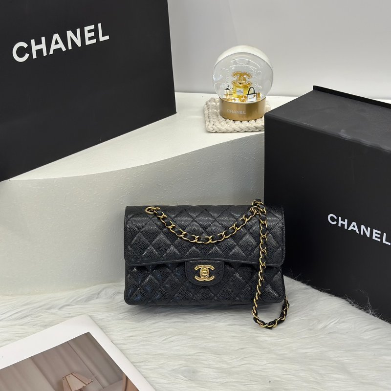 CHANEL 經典口蓋包 CF23 - 粒面牛皮黑金-3