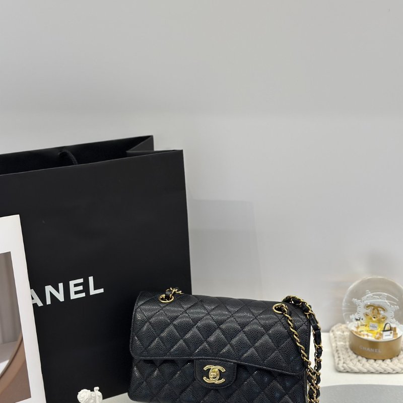 CHANEL 經典口蓋包 CF23 - 粒面牛皮黑金-6