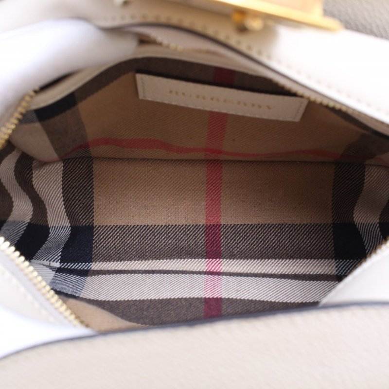 米白色皮革C 巴寶莉舌頭相機包小號20cm-4