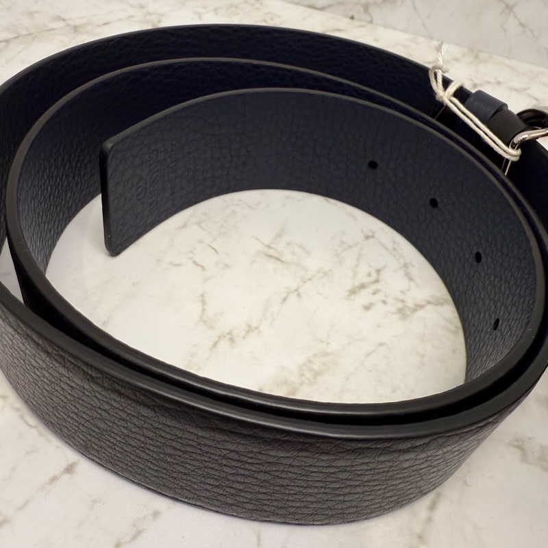 Valentino 銀釦雙面皮帶/黑藍/4CM-90CM-2