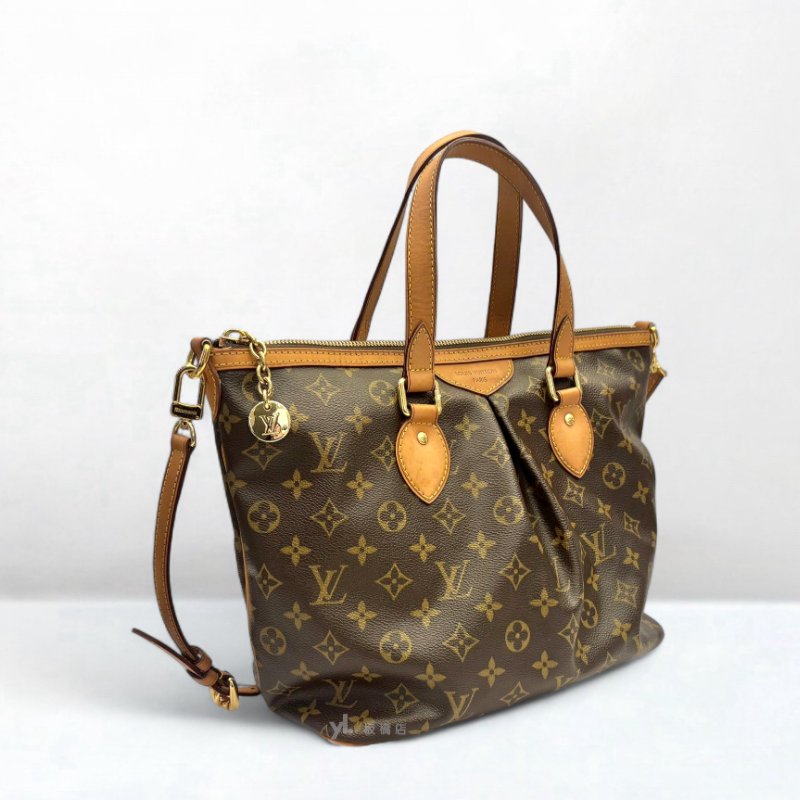 LV包包 Palermo PM原花金釦手提肩背包M40145-1