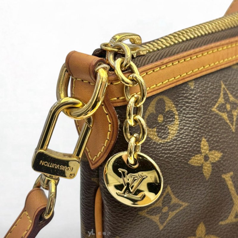 LV包包 Palermo PM原花金釦手提肩背包M40145-7