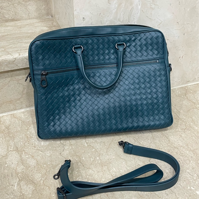 ▪️富貴選物FUGUEI▪️BV 孔雀藍細編織公文包 手提包-0