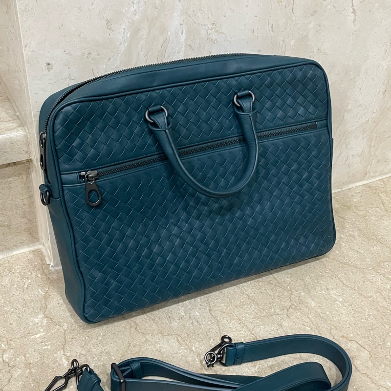 ▪️富貴選物FUGUEI▪️BV 孔雀藍細編織公文包 手提包-3