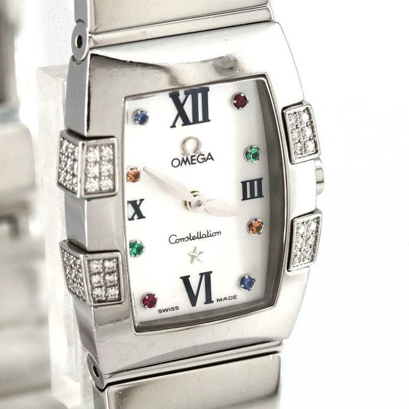 歐米茄星座系列 Quadrella D-8P 1585.79 不鏽鋼石英腕錶-6