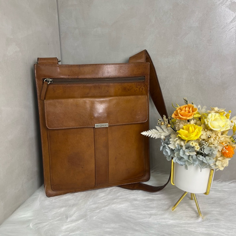 YsL 棕色皮革 斜背包-1