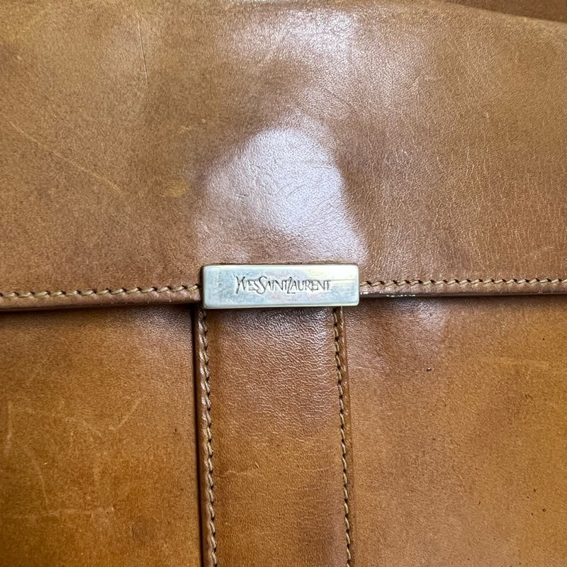 YsL 棕色皮革 斜背包-6