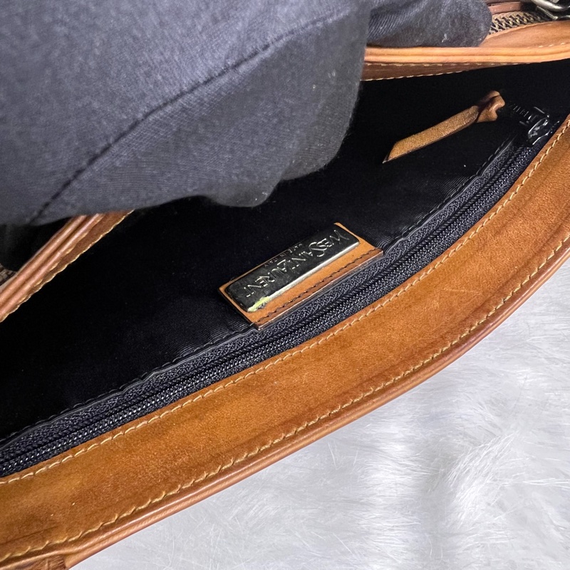 YsL 棕色皮革 斜背包-11