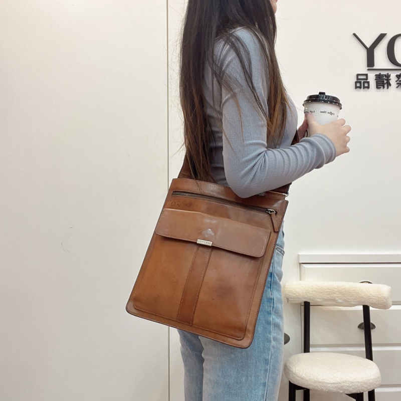 YsL 棕色皮革 斜背包-16