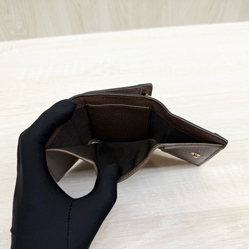 GUCCI老花拼綠紅綠織帶OPHIDIA三折零錢短夾-7