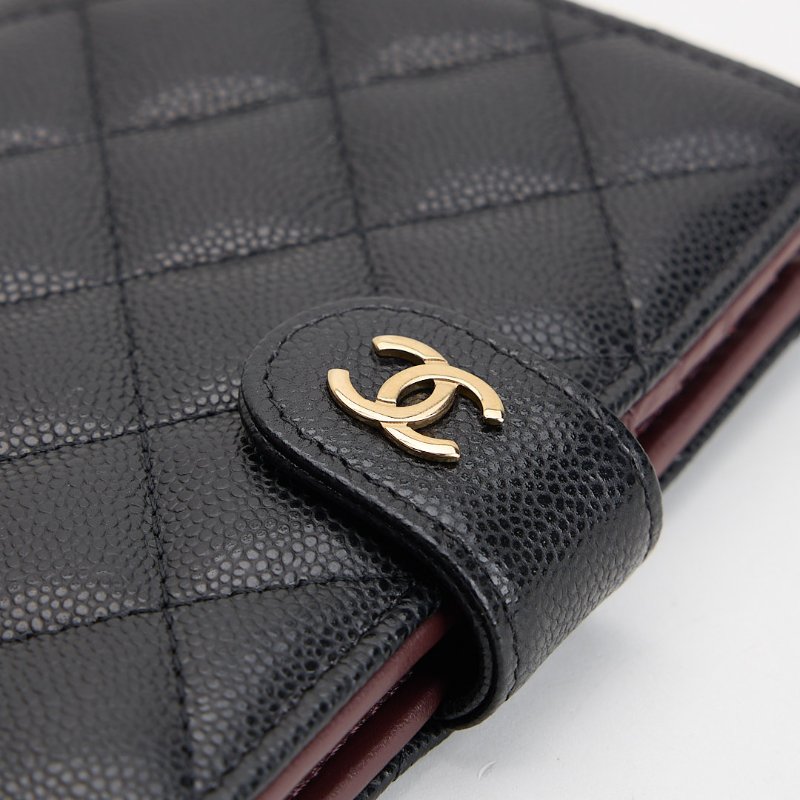 二手Chanel CF護照夾 黑金-3