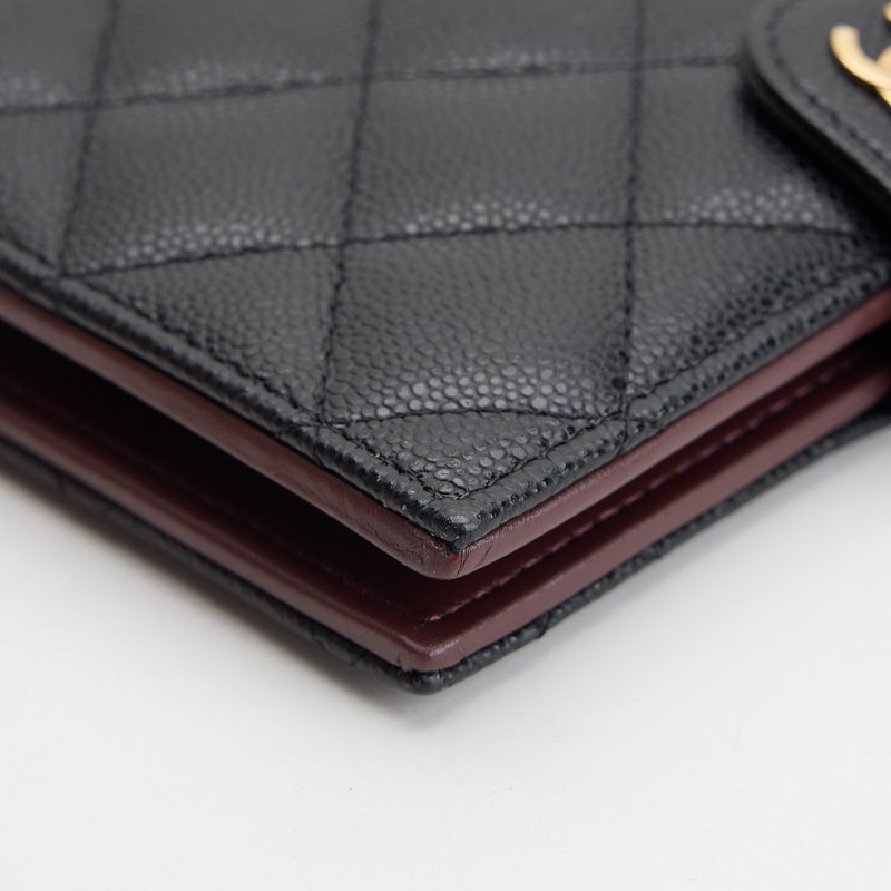 二手Chanel CF護照夾 黑金-4