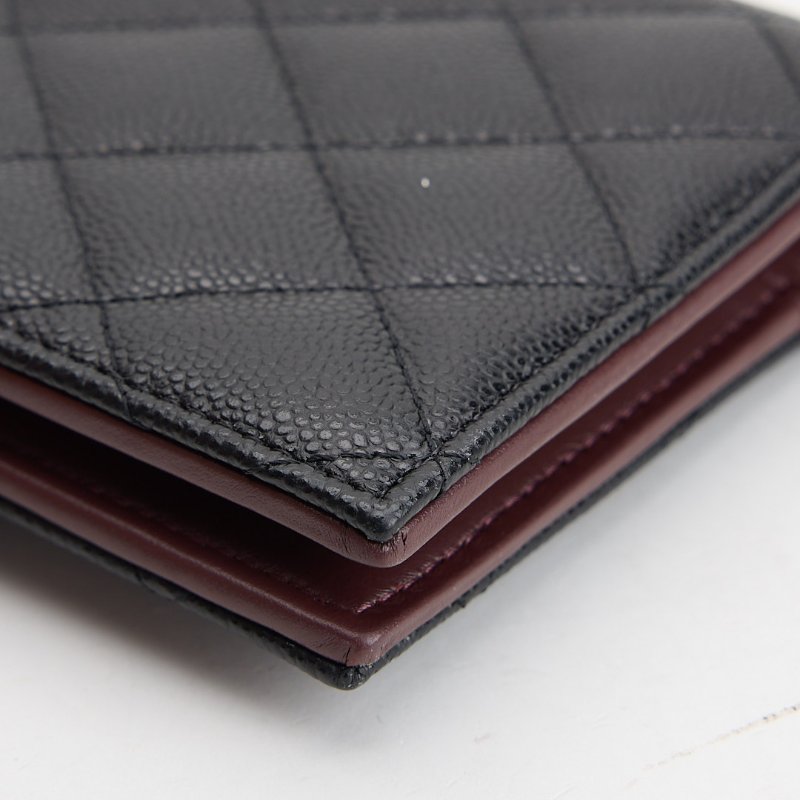 二手Chanel CF護照夾 黑金-6