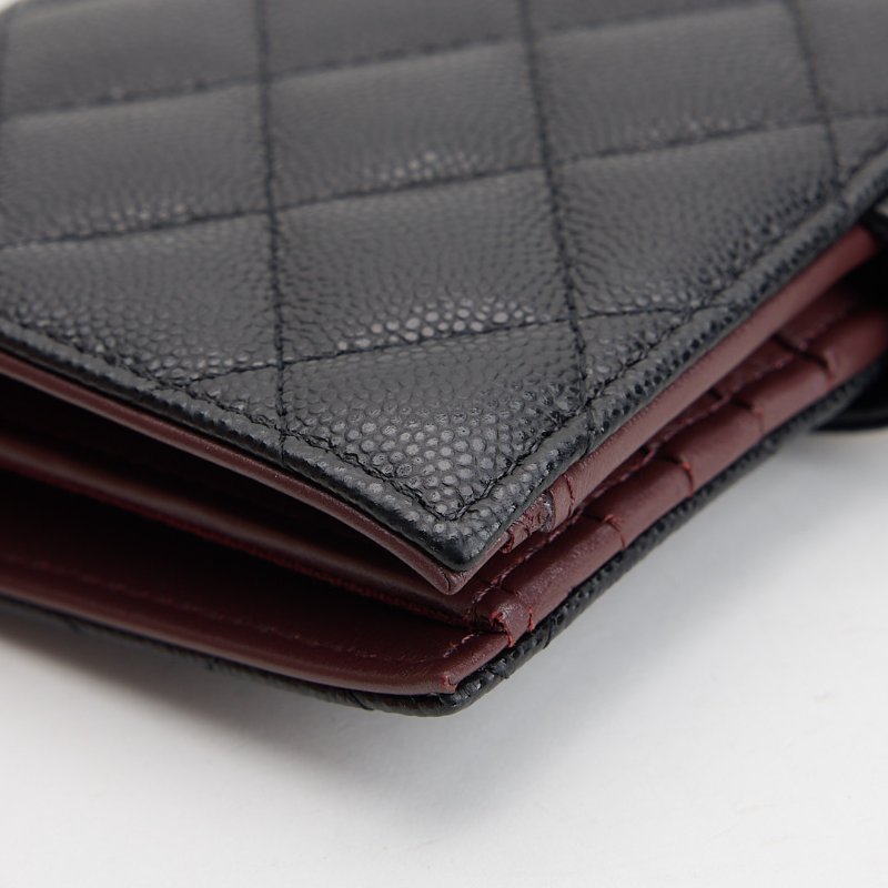 二手Chanel CF護照夾 黑金-8