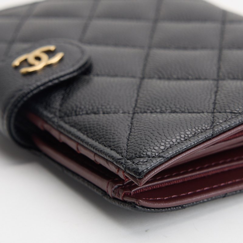二手Chanel CF護照夾 黑金-11