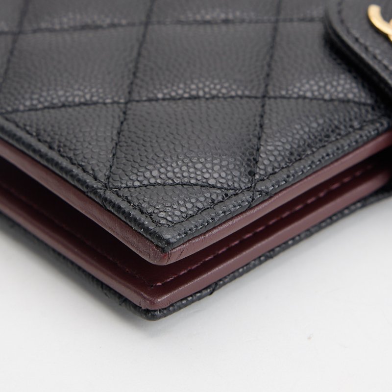 二手Chanel CF護照夾 黑金-13