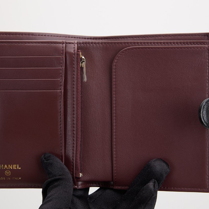 二手Chanel CF護照夾 黑金-15