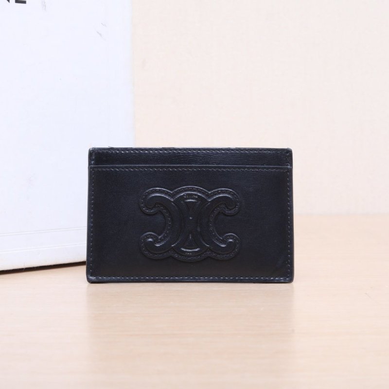 黑色皮革C 凱旋門全皮卡包-0