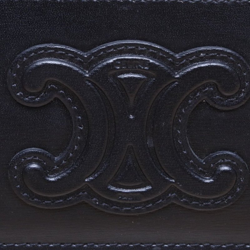 黑色皮革C 凱旋門全皮卡包-4