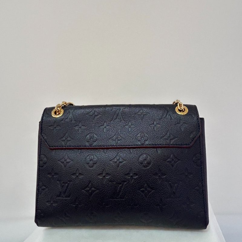 LV(M)藍全皮紅邊壓紋鍊包-2