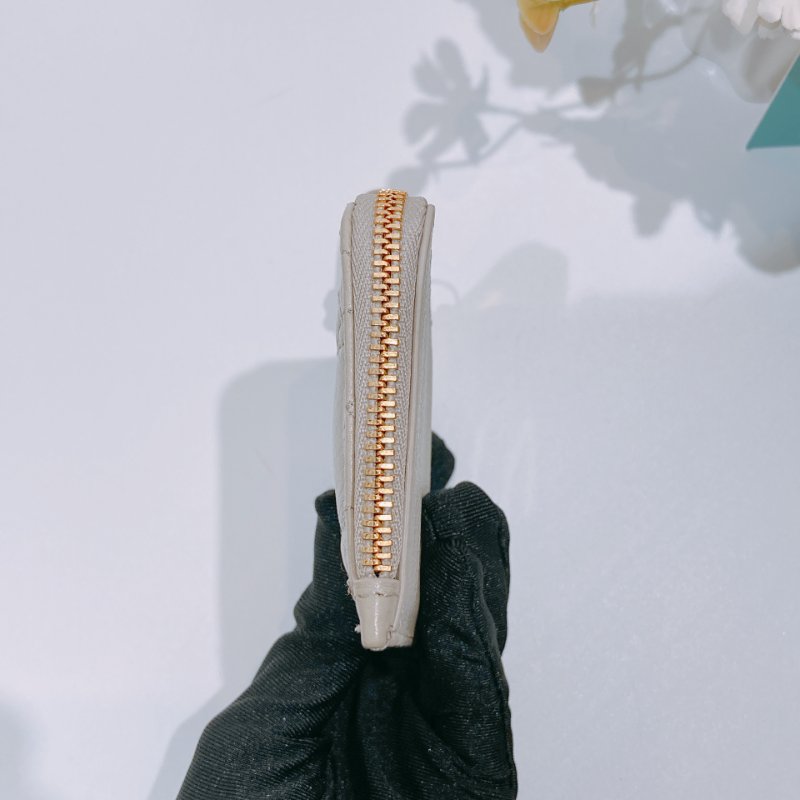 TW4495 Dior 迪奧 拉鏈卡片套 沙色柔軟Cannage藤格紋圖案小牛皮Caro Cosmos Zipper Card Holder-3