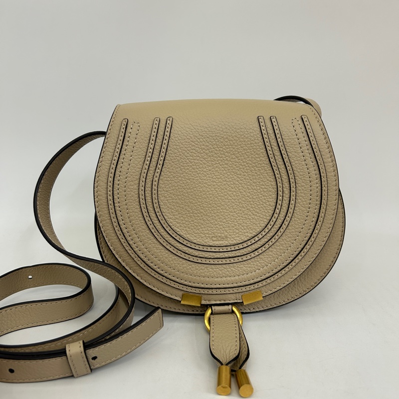 Chloe裸色Small maric saddle斜背包-1