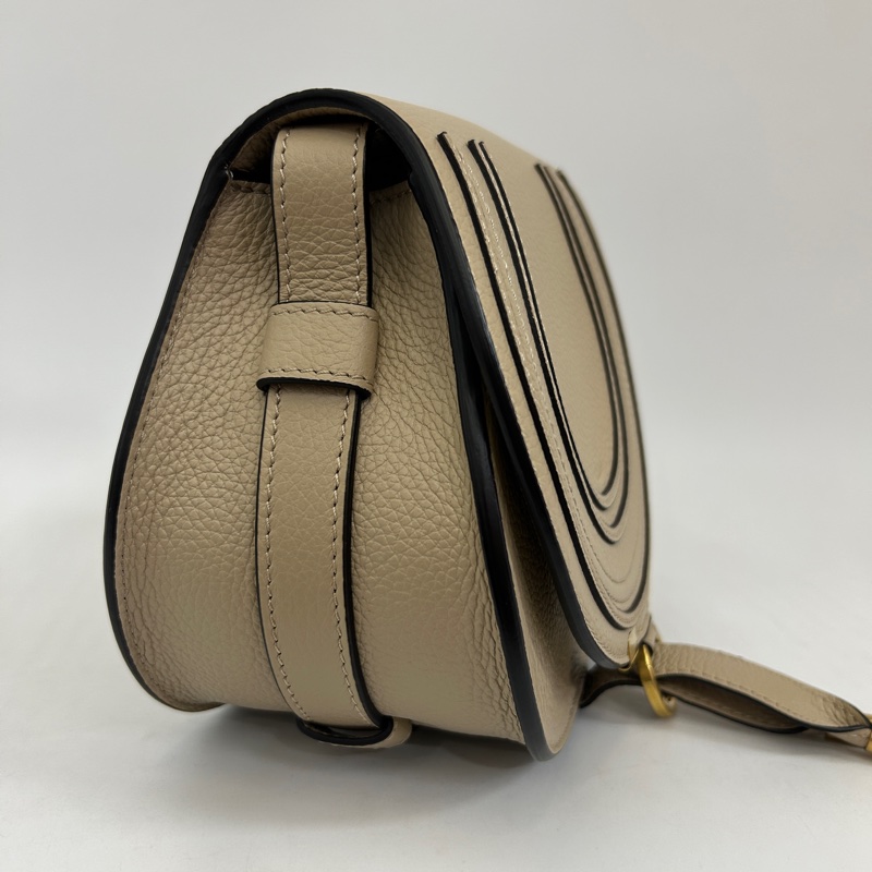 Chloe裸色Small maric saddle斜背包-2