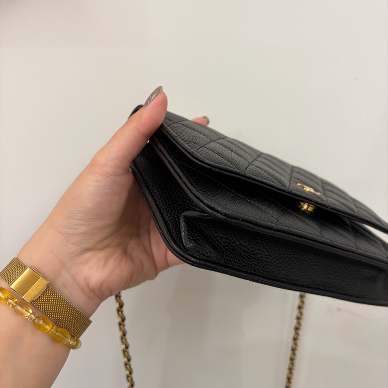 Chanel 黑荔枝牛皮金釦經典WOC-4