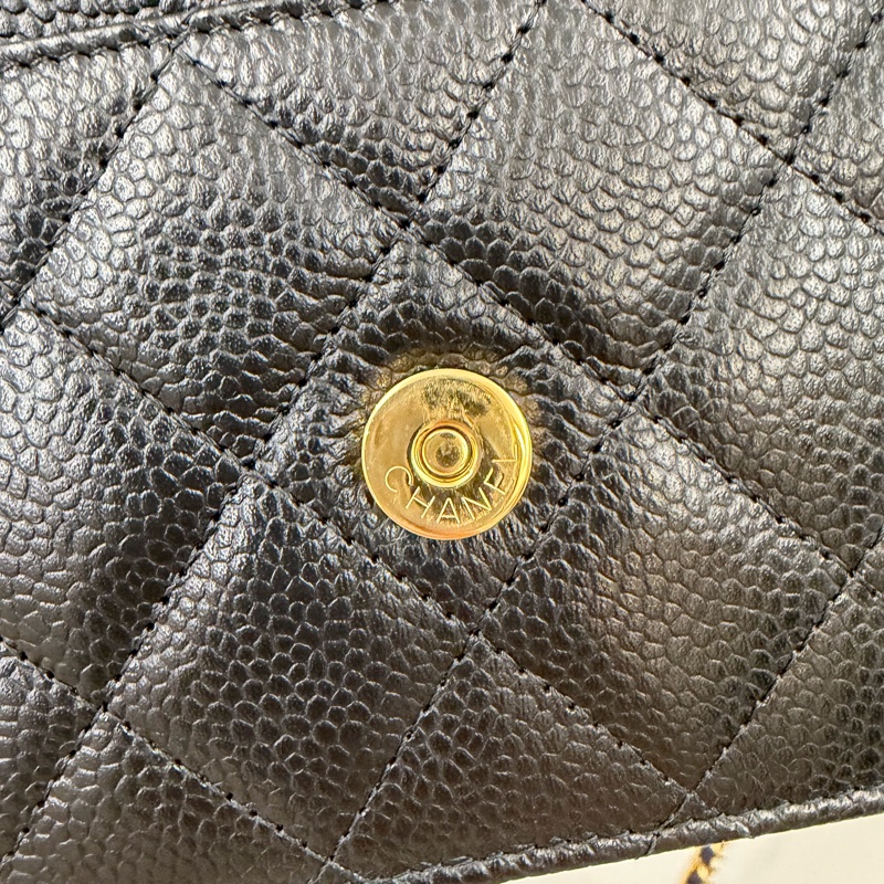 Chanel 黑荔枝牛皮金釦經典WOC-6