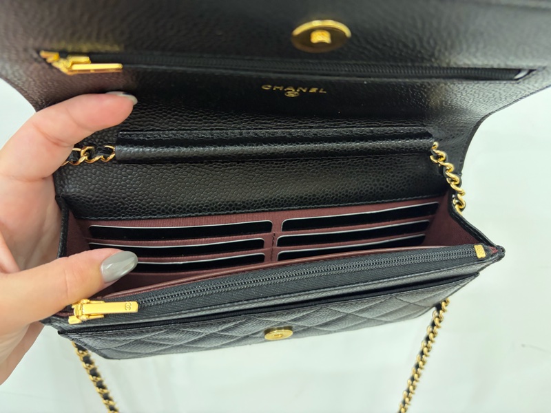 Chanel 黑荔枝牛皮金釦經典WOC-7