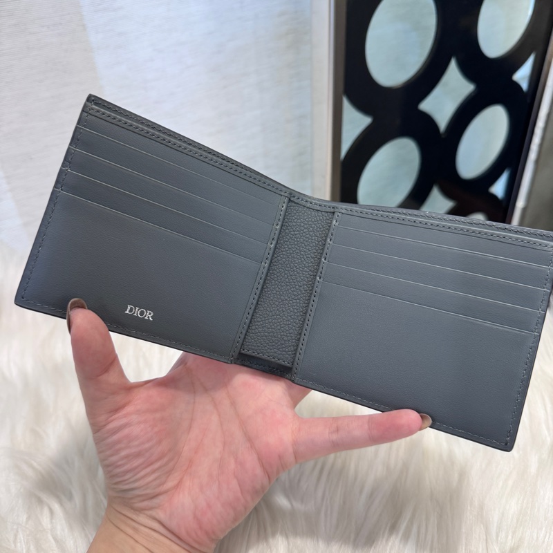 Dior 深灰牛皮對開短夾 全新離櫃-6