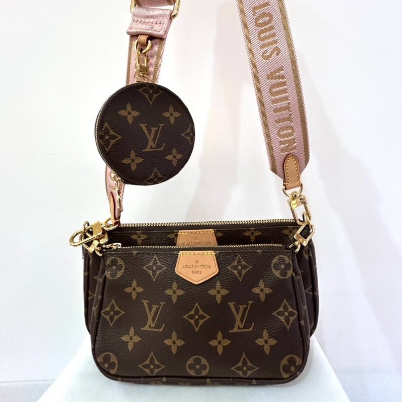 LV(M)粉背帶三合一麻將包-1