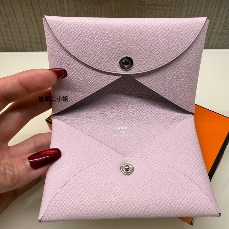 Hermes 97 98新Calvi 卡包 錦葵紫-4