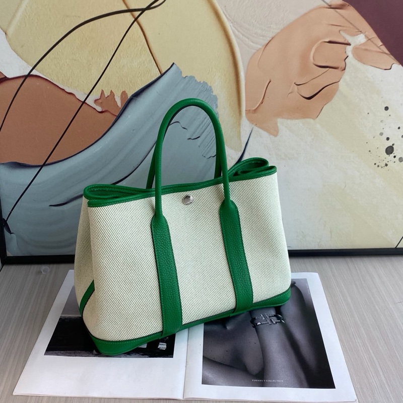 Hermes 愛馬仕 garden party30花園包/竹子綠/98新美品-1