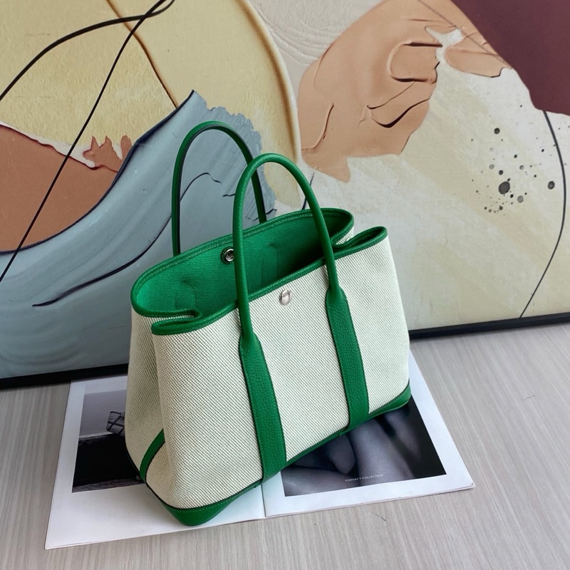 Hermes 愛馬仕 garden party30花園包/竹子綠/98新美品-2