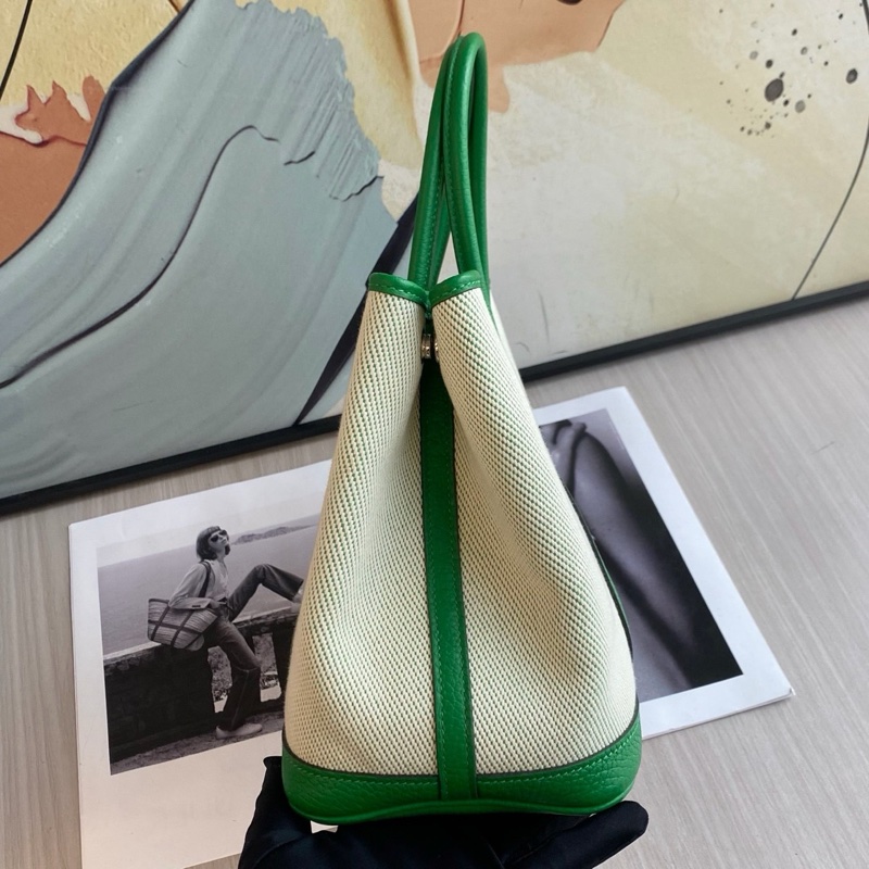 Hermes 愛馬仕 garden party30花園包/竹子綠/98新美品-4