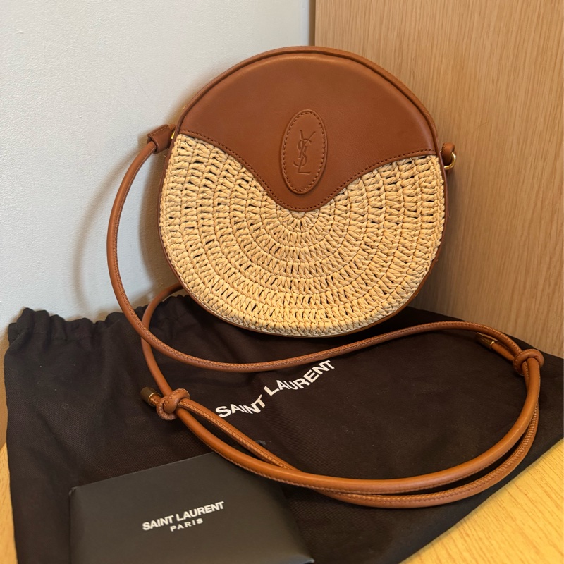 (Full set 全套, unused 未使用品) YSL Saint Laurent Mini Bag Nolita Crossbody Bag 拉菲草皮革斜孭袋-6