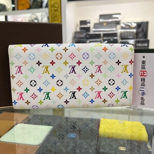 東區正精品㊣LOUIS VUITTON LV SARAH M93477 近全新白彩內粉紅色金釦釦子長夾 RZ5860-7
