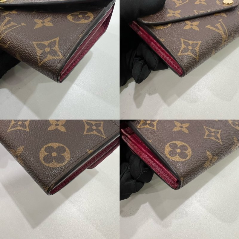 LV M62234 老花拼玫紅SARAH長夾-10