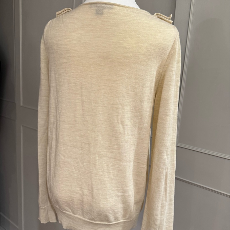 小瑕廉售!專櫃正品 LV 路易威登米色 領圍長袖毛衣 M-6