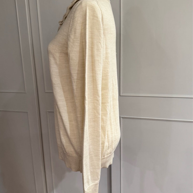 小瑕廉售!專櫃正品 LV 路易威登米色 領圍長袖毛衣 M-7