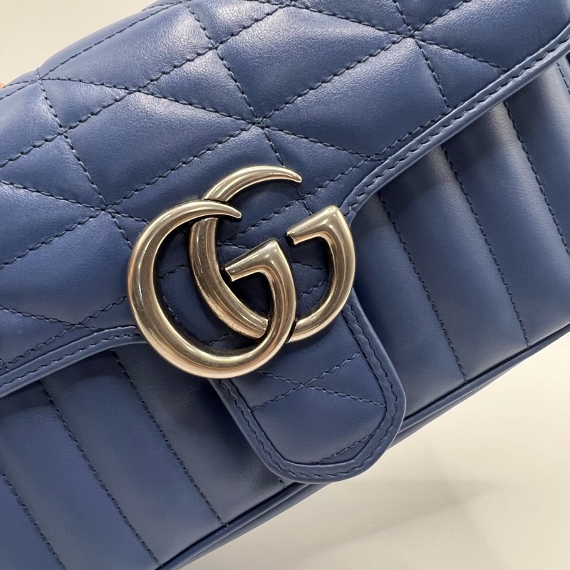 古驰/Gucci Marmont马蒙蓝色单肩斜挎包-5