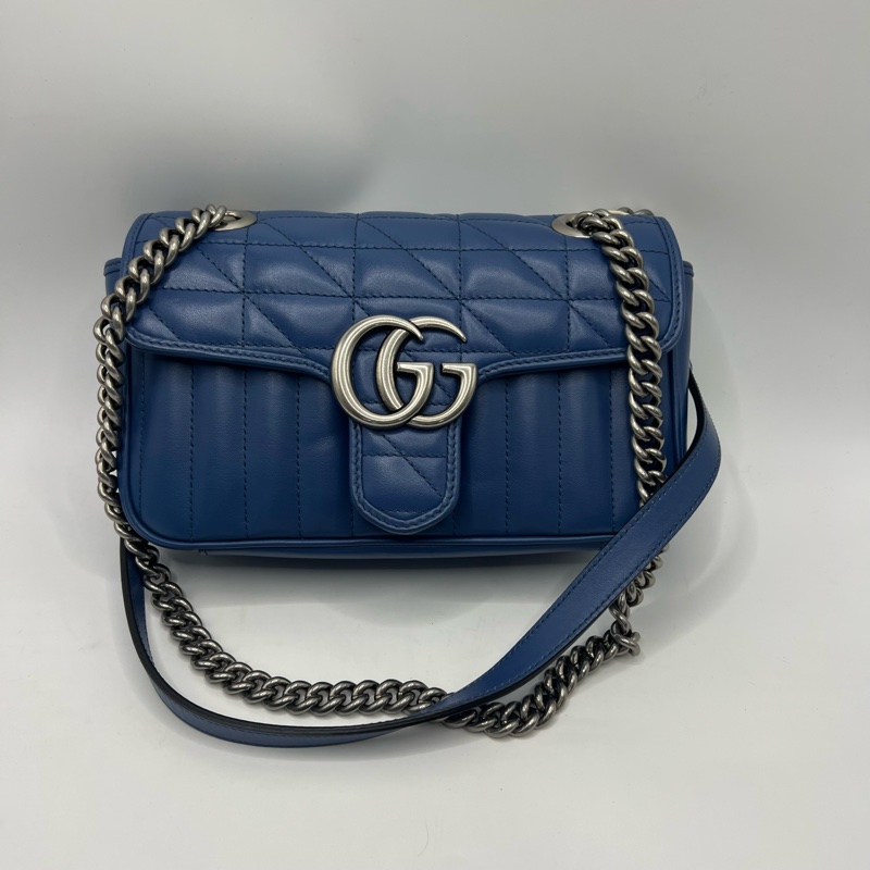 古驰/Gucci Marmont马蒙蓝色单肩斜挎包-6