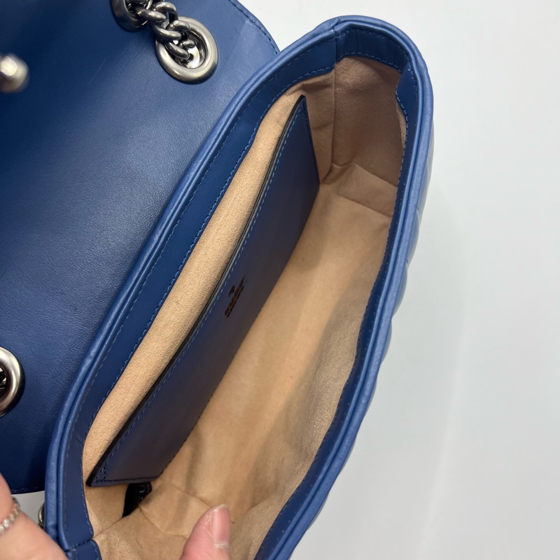 古驰/Gucci Marmont马蒙蓝色单肩斜挎包-9