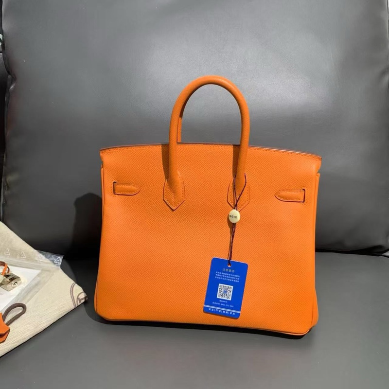 Hermes愛馬仕Birkin25橙色Epsom皮銀扣K刻-1